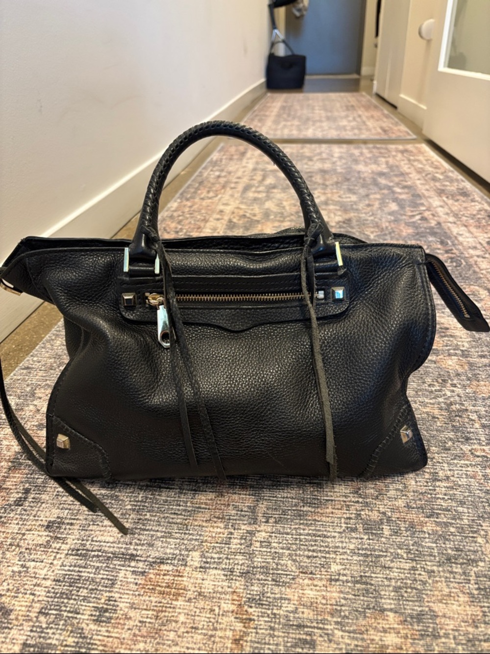 Black Rebecca Minkoff bag.  Comes with longer crossbody strap